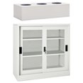 thumbnail image 1 of vidaXL Sliding Door Cabinet with Planter Box Light Grey Steel, 1 of 5