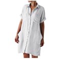 thumbnail image 2 of Gspmoly Robes d'Été pour Femmes 2025, Robe Chemise à Boutons pour Femme Décontractée Ample à Col Rabattu à Manches Courtes avec Poches Robes Formelles pour Femmes Économies d'Été, 2 of 9