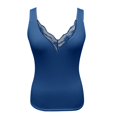 thumbnail image 4 of Lot de 2 (Bleu 1 Pcs et Noir 1 Pcs) Multipack Haut Femmes Femmes Col en V Floral Haut de Compression Hommes Imprimé Sans Manches Décontracté Dos Nu 4X Hauts Femmes Camisole en Dentelle, 4 of 5