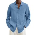 thumbnail image 4 of MesaSe Chemise à Manches Longues en Coton et Lin pour Hommes, Col Rabattu Ample, 4 of 6