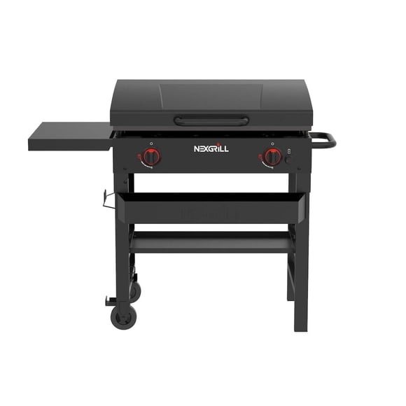 Daytona 2-Burner Propane BBQ Gas Griddle in Black with Hinged Lid
