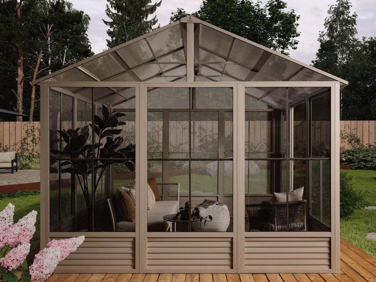 Gazebo Penguin Myrdal 11 ft x 10 ft Polycarbonate Roof Solarium - Beige