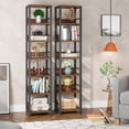 thumbnail image 4 of Tribesigns 75 in. Tall Narrow Bookshelf, 6-tier Multipurpose Storage Rack Book Shelves, Rustic Corner Square Shelf Tower, Skinny Bookcase Display Stand Shelving Units for Home Office, 4 of 8