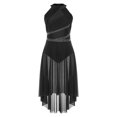 thumbnail image 4 of RUNQHUI Costume de Danse Lyrique pour Femmes Robe Haute-Basse avec Strass Jupe de Danse Moderne Justaucorps Noir TTG, 4 of 7