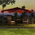 thumbnail image 2 of Outsunny Parasol de Patio Solaire avec DEL et Inclinaison, Parasol de Table, Rouge Vin, 2 of 10