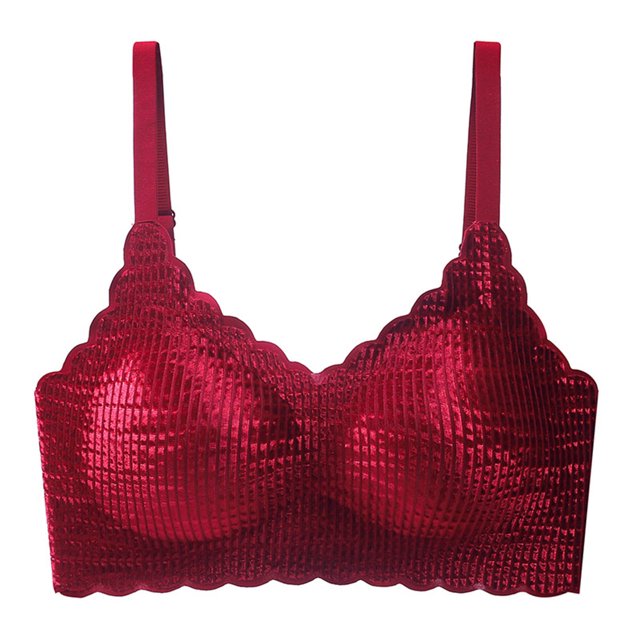 Birdeem Fashion Women Solid Color Golden Velvet Wavy Wireless Fixed Cup Gathering Daily Bra