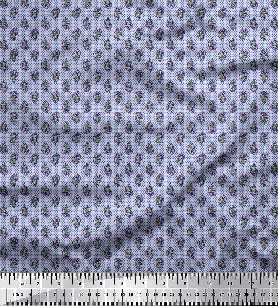 Soimoi Silk Fabric Dot & Paisley Small Print Sewing Fabric Yard 42 Inch Wide