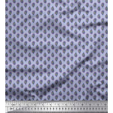 Soimoi Crepe Silk Fabric Dot & Paisley Small Print Sewing Fabric Yard 42 Inch Wide