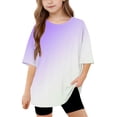 thumbnail image 1 of DecSea Girls Short Sleeve T shirt Kids Summer Oversized Gradient Crew Neck Tops Casual Basic Tee 5-14Years, 1 of 8