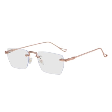 BELOVING Eye Glasses Fashion Blue Light Blocking Glasses for Leisure Shopping Holiday Rose Gold Frame