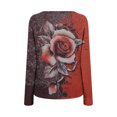 thumbnail image 4 of CEHVOM Femmes Aguichant Ajusté Boutons Décontracté Imprimé Manches Longues Col Rond Chemises Blouses Hauts, 4 of 5