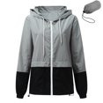 thumbnail image 3 of Opperiaya Women Packable Rain Jacket Outdoor Color Block Hooded Windbreaker, 3 of 5