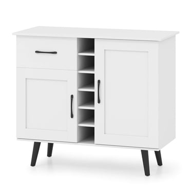 Costway Buffet de Cuisine à 2 Portes pour Bar à Vin avec Tiroir et Tablettes Ajustables