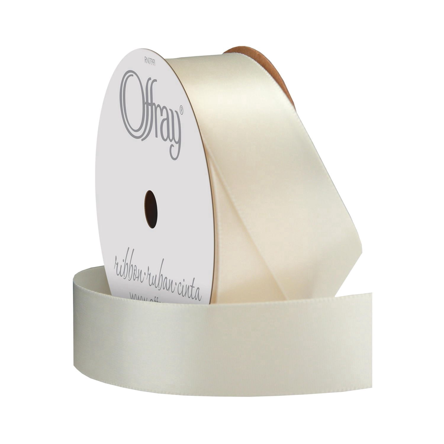 Offray Ribbon, Antique White 7/8 inch Single Face Satin Polyester Ribbon for Sewing, Crafts, and Gifting, 18 feet, 1 Each