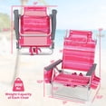 thumbnail image 3 of Patiojoy Lot de 4 Chaises de Plage Pliantes Type Sac à Dos Chaises Inclinables d'Extérieur à 5 Positions avec Oreiller Rose Foncé, 3 of 9