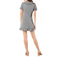 thumbnail image 4 of INSPIRE CHIC Women's Ruffle Peter Pan Collar Casual Button up Checkered Dress, 4 of 5