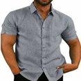 thumbnail image 1 of Chemise à Manches Courtes pour Homme, Boutonnée, Col Évasé, Hauts Unis, 1 of 5