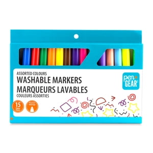 Pen+Gear Marqueurs lavables, Conseil large, Couleurs assorties, 15 Nombre