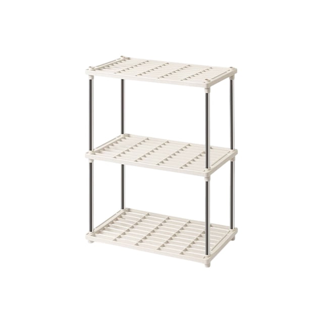 WRKEKC Clearance 4-Tier Ventilated Plastic/Metal Shelving Unit, Multi-Purpose Storage Rack for Pantry/Laundry/Basement (16.14×8.46×31.3in)
