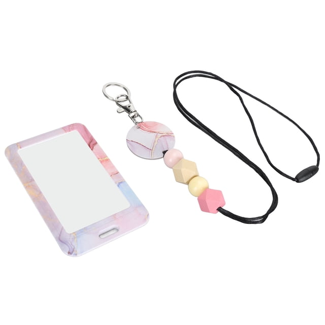 Zaqw Cordon Perlé Transparent Ajustable avec Porte-Identité, Couleurs Assorties