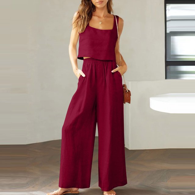zanvin Ensembles 2 Pcs pour Femmes, Ensemble Décontracté 2 Pcs pour Femmes en Lin avec Short, Haut Sans Manches, Veste, Haut/chemise Sans Manches à Col Ras du Cou