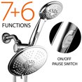 thumbnail image 1 of 38-Setting 3-Way Rainfall Combo by DreamSpa features 6-setting 7-inch Rain Shower Head and 6-setting 4-inch Hand Shower with Patented ON/OFF Pause Switch. Use each shower separately or both together, 1 of 6
