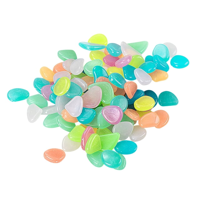 TIELUTT 1CM Small Luminous Stone Fish Tank Garden Fluorescent Micro Border Stone Edging Yard and Garden Items Terrarium Rocks Stepping Stone round 12 Decorative Stepping Stones for Landscaping