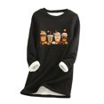thumbnail image 2 of Hauts pour Femmes Décontractés Chics Col Rond avec Poche Épaissi en Peluche Chaud Manches Longues Hauts Costumes d'Halloween pour Femmes en Liquidation, 2 of 4