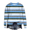 thumbnail image 1 of Pisexur Chandails en Molleton pour Femmes Col Rond Rayé Automne Chandails en Molleton Mode Décontracté Ample Pull Chandail en Molleton Manches Longues Chemises pour Femmes Blouses Surdimensionnées Hauts Sans Capuche, 1 of 4