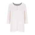 thumbnail image 4 of FAIWAD Oversized Tshirts for Women 3/4 Sleeve Button Decor Tops Cute Round Neck Basic Business Tees Blouses, 4 of 4