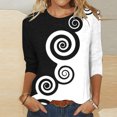 thumbnail image 1 of Hauts d'Été pour Femmes 2023 Mode Féminine Manches Trois-Quarts Col Rond Rétro Imprimé de Pâques Blouse Ample Bohemian T-Shirt Grande Taille pour Femmes, 1 of 4