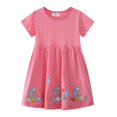 thumbnail image 2 of gdxvjhbj Robes d'Été Soleil pour Filles Robe d'Été à Manches Courtes pour Tout-Petites Imprimé de Dessins Animés Robes Décontractées 1T 2T (Rouge,1-2 Ans), 2 of 8