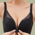 thumbnail image 1 of Meichang Front Closure Bras for Women Plus Size Unpadded Lace Racerback Lightly Buckle Bras Wireless Full Coverage Push Up Bras Comfortable Ultra Thin Everyday Bras Black L, 1 of 6