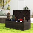 thumbnail image 2 of Gymax Banc de Rangement Extérieur de 34 Gallons pour Patio en Osier, Coffre de Terrasse avec Coussin Blanc Cassé, 2 of 10