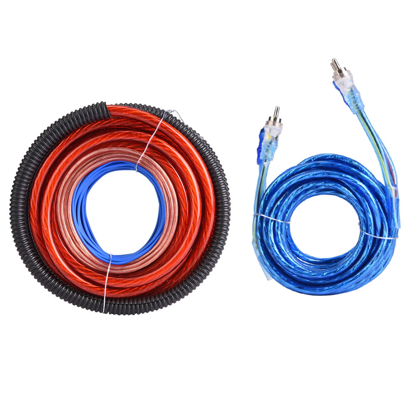 Câble d'Installation pour Subwoofer, Fil Audio de Voiture Bleu+rouge pour Subwoofer, 2800 W 4 Guages Pratique Durable Kit de Caisson de Basses pour Circuits de Voiture Kit d'Alimentation