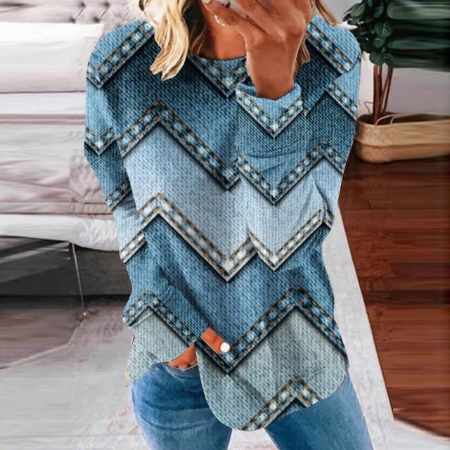 2023 Sweat à Capuche Surdimensionné pour Femmes Col Rond Mode Décontractée Manches Longues Imprimé Chandail en Molleton Hauts Blouse Costumes Halloween/noël 50 % de Réduction Liquidation