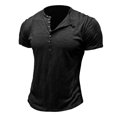 thumbnail image 1 of Dvkptbk T-Shirt à Manches Courtes pour Hommes, Mode Décontractée, Col Rond, Boutons, en Solde, 1 of 4