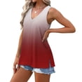 thumbnail image 4 of UPPADA Débardeurs d'Été pour Femmes à Col en V, à Lacets devant, T-Shirts, Chemises Sans Manches, Coupe Ample, Chemises Confortables, Tenues de Plage, Rouge, P, 4 of 8