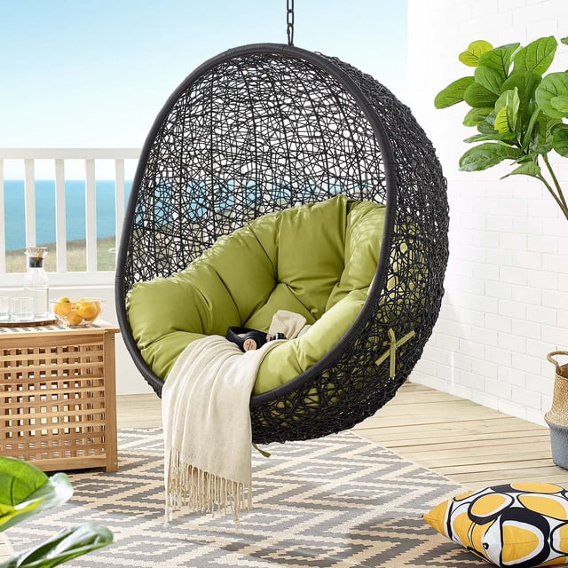 Modway Chaise Longue de Patio Extérieure à Balançoire Sans Support en Noir/péridot