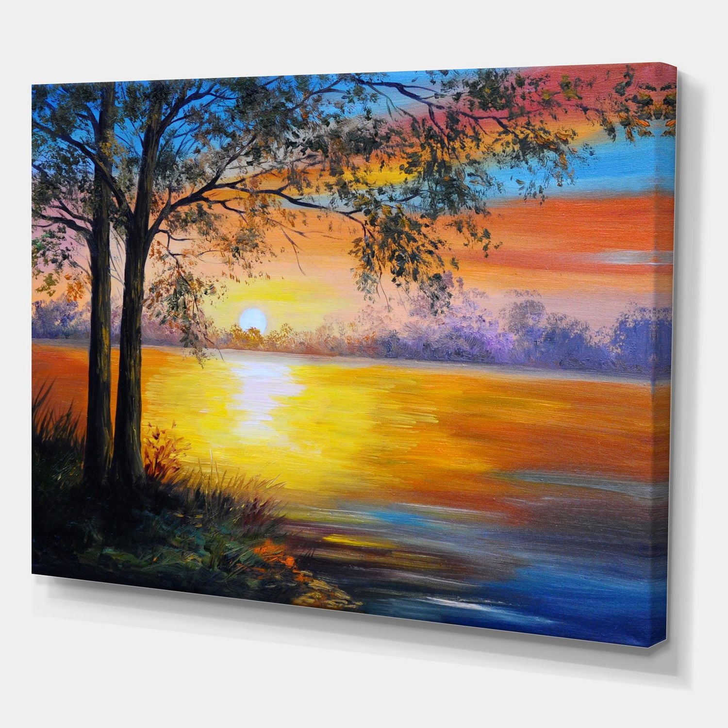 Designart Arbre du soir près du lac Art mural sur toile