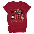 thumbnail image 1 of Haut de Sapin de Noël Femme Décontracté Col Rond Manches Courtes T-shirt Imprimé Sapin de Noël Haut, 1 of 6