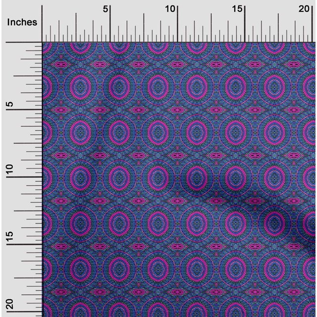 oneOone Cotton Poplin Fabric Floral Mandala Block Print Fabric BTY 42 Inch Wide