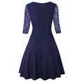 thumbnail image 4 of Jusqu'à 65 % de Rabais! Robes d'Été Mode pour Femmes 2024 Grande Taille Tempérament Manches Trois Quarts Faux Deux Pièces Encolure Patchwork Grande Jupe Robe en Dentelle, 4 of 6