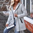thumbnail image 2 of Swstbby Liquidation d'Économies d'Automne! Vestes d'Automne pour Femmes, Chandail à Capuchon Uni à la Mode pour Femmes avec Poche à Fermeture Éclair Veste Gris G, 2 of 5