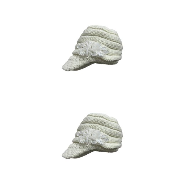 VONKY Knitted Hats With Ear Protectors For Extra Warmth In Winter Acrylic Fiber Matreial Knitted Caps white 2Set