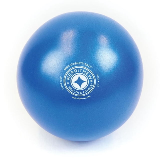 STOTT PILATES Mini Balle de Stabilité (Bleue), Petite, Mini Balle de Stabilité Bleue Lisse Orientée vers l'Avant avec logo Merrithew Health & Entraînement Physique et Taille de 7,5 Pouces, Conçue pour la Stabilité du Tronc, l'Activation Musculaire, le Soutien de la posture et le Roulis Musculaire dans les routines de Mise en Forme.