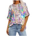 thumbnail image 1 of Pisexur Hauts pour Femmes Mode Décontractée Manches Courtes Col Rond T-Shirts Confortables Amples Imprimé Floral Blouses Printemps Été Hauts Élégants T-Shirts Imprimé Graphique Grande Taille Sorties S-5TG, 1 of 7