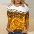 thumbnail image 2 of Pompotops T-shirt Imprimé Mode Femme Mi-Longueur Manches 3/4 Chemisier Col Rond Manches Décontractées, 2 of 5
