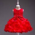 thumbnail image 2 of MIASHUI Robe de Concours pour Filles, Robe de Fête à Volants avec Fleurs, Robe de Bal de Mariage pour Enfants, Robe de Princesse Formelle, Rouge, 3-4 Ans, 2 of 4