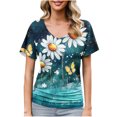 thumbnail image 2 of Weiqiqre Womens T Shirts Short Sleeve Shirts V Neck Blouse Ruched Business Casual Basic Tunic Tops, 2 of 6